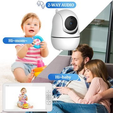 Jioson Video-Babyphone Video-Babyphone Babyphone mit Kamera, Video Baby Monitor Europanorm, Infrarot-Nachtsicht, Temperaturanzeige, Schlaflieder, Zwei-Wege-Audio, mit VOX Modus 2.4 GHz Gegensprechfunktion, Extra Großer 7-Zoll-LCD-Bildschirm