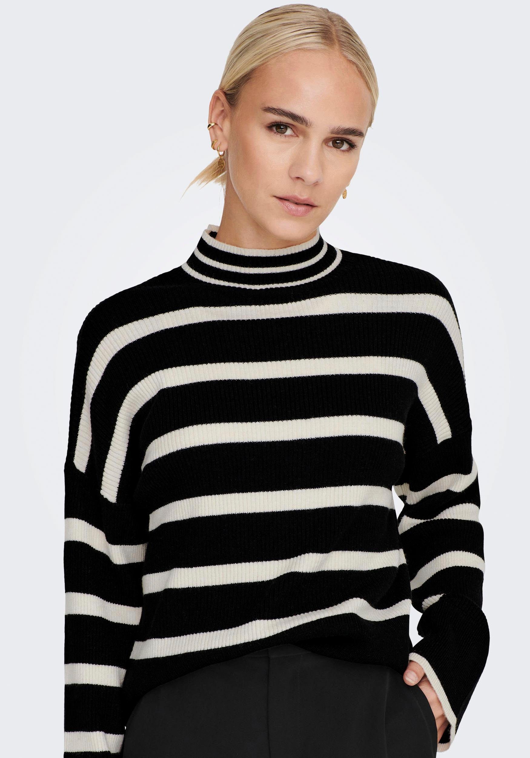 ONLY Stehkragenpullover ONLIBI L/S HIGNECK PULLOVER Black Stripes