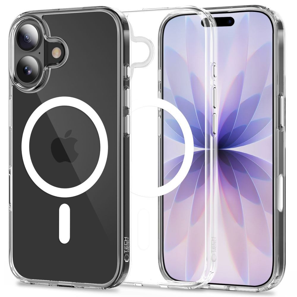 TECH PROTECT Hybrid Schutzhülle Magnethülle Handycover, Spar-Set, 1-tlg., 70 g leicht, MagSafe-kompatibel, transparent, TPU & PC, Kameraschutz