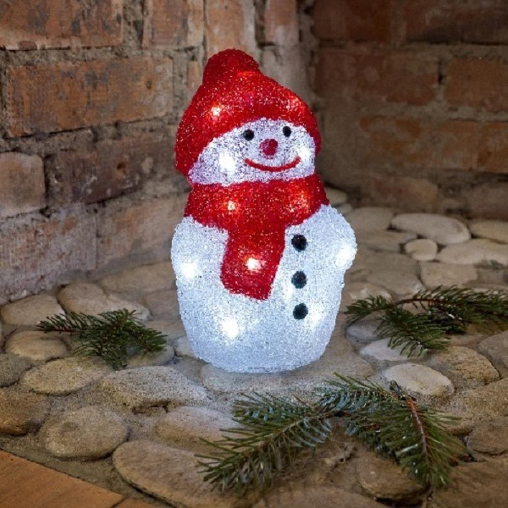 Schneemann Batterie Weihnachtsdorf Acryl 14x18cm 6175-203 KONSTSMIDE LED