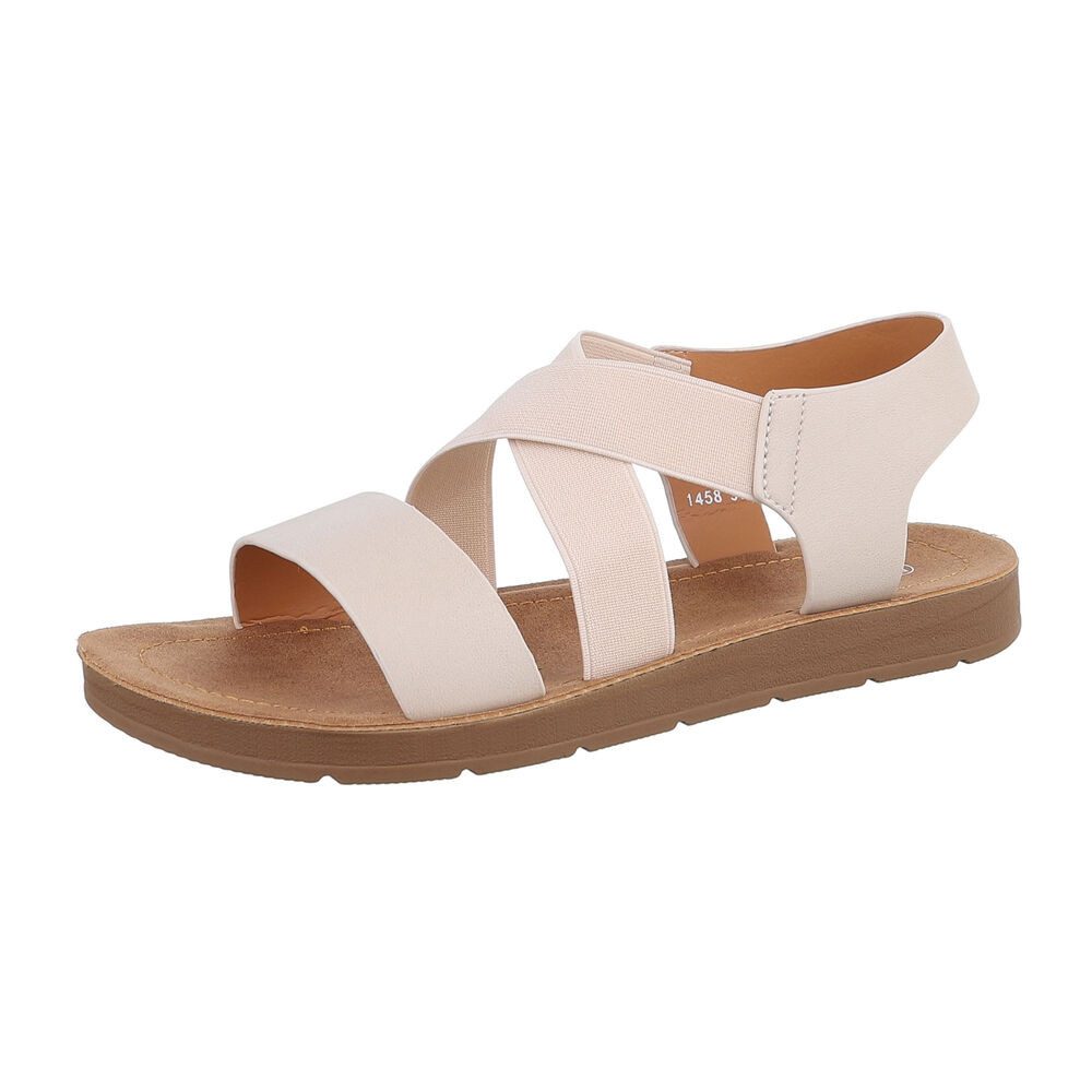 Ital-Design Damen Freizeit Riemchensandalette (86345368) Flach Riemchensandalen in Beige