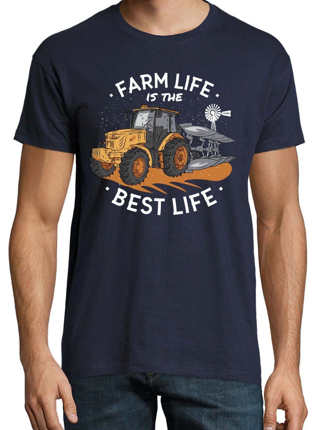 The Life Frontprint Farm Shirt Designz Is lustigem T-Shirt Best Navyblau Herren mit Youth