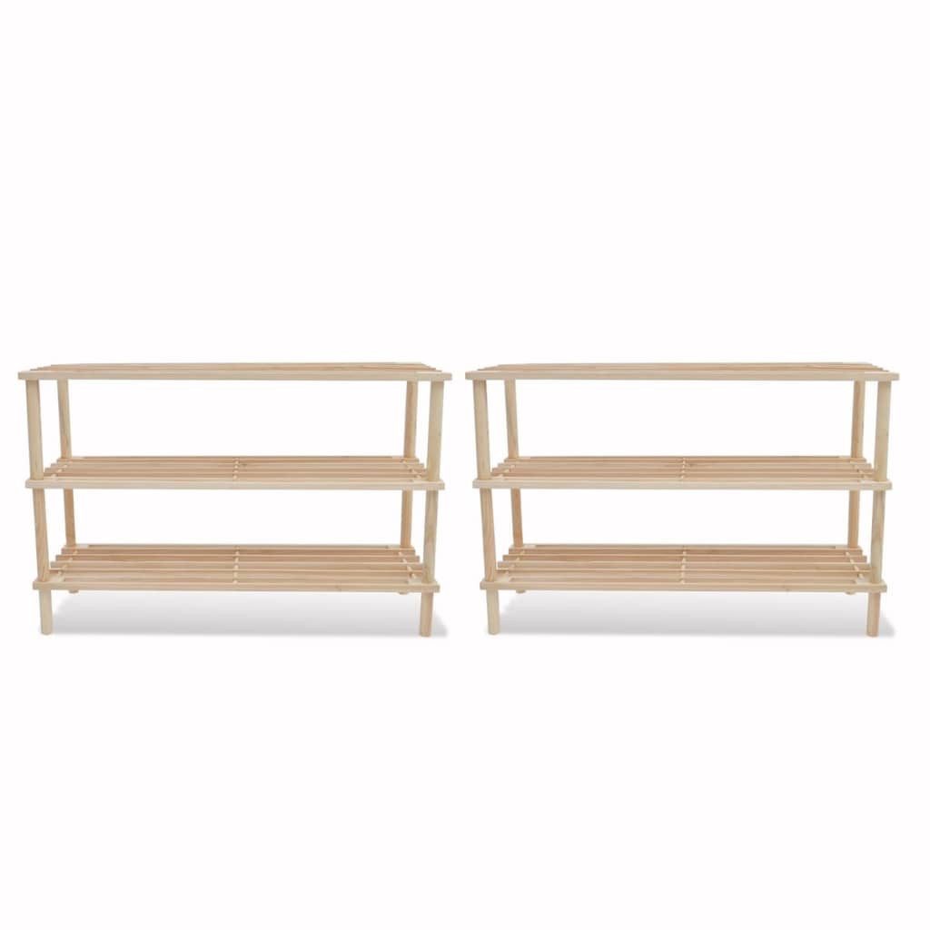 vidaXL Schuhschrank NA Schuhregal Schuhschrank Flurschrank Schuhbank 2 Stk 3 Ebenen Massiv