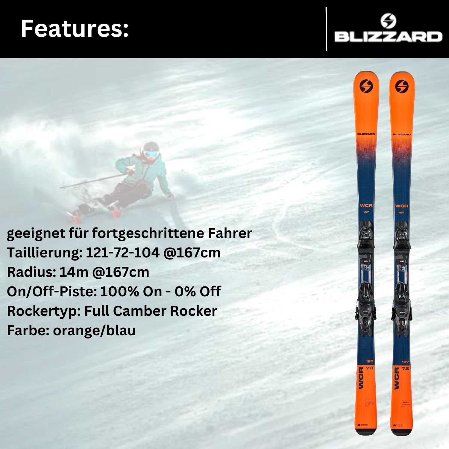 Ski Bindung Z3-10 Ski, BLIZZARD grau/blau 10 Rocker + Blizzard TLT Marker Camber Full WCR