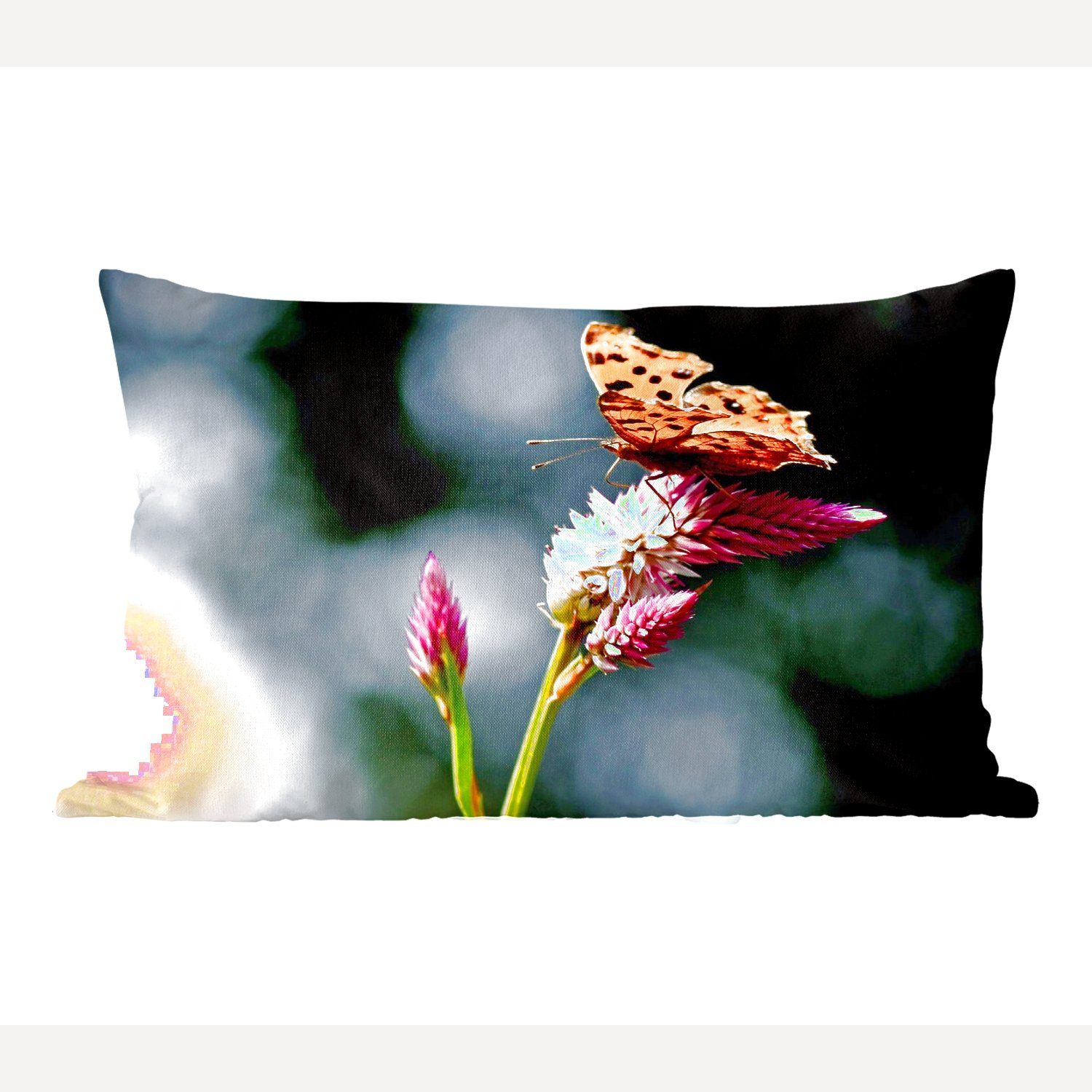 MuchoWow Dekokissen Zierkissen, - Blumen Schmetterling mit Wohzimmer Dekoration, Füllung, Schlafzimmer Insekten, Dekokissen 