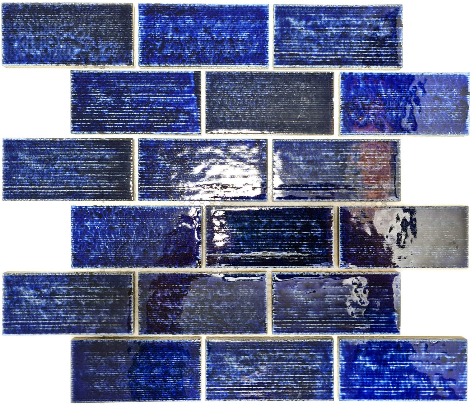 Mosani Mosaikfliesen Subway Mosaik Fliese Used Look Vintage blau