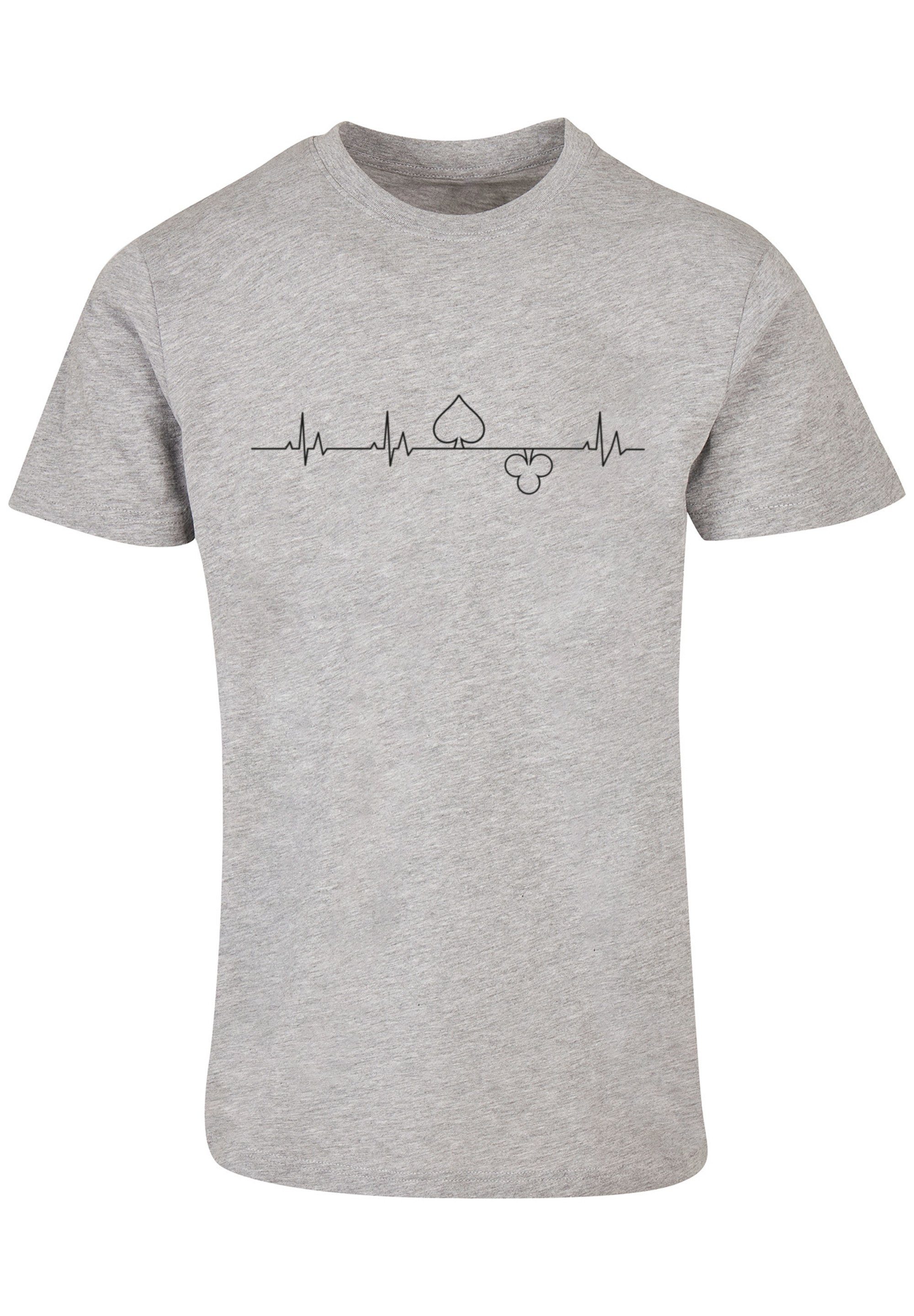 T-Shirt F4NT4STIC Print Heartbeat Poker heather grey Herz