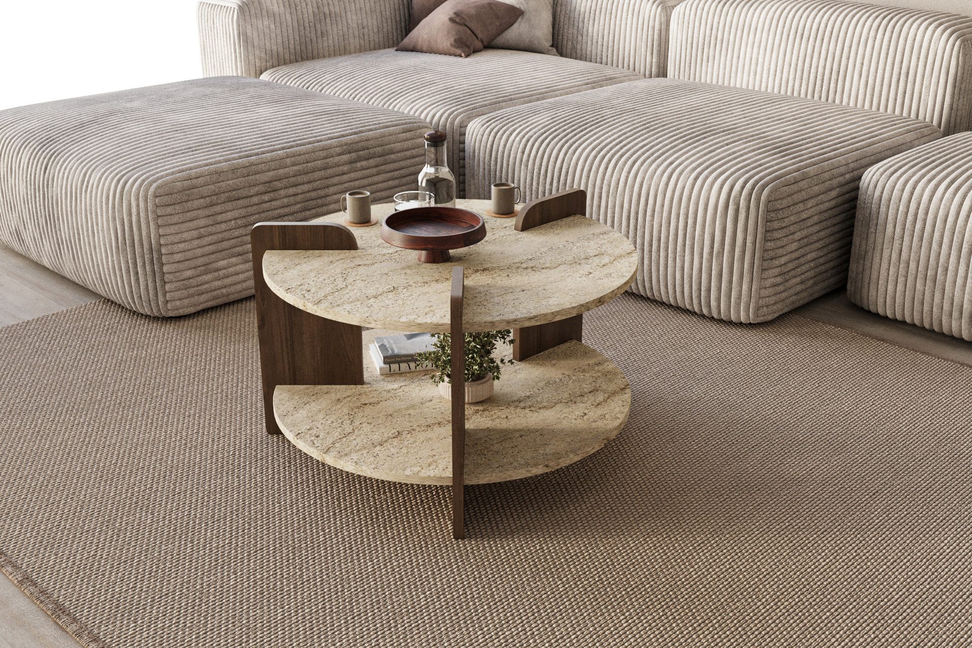 moebel17 Couchtisch Couchtisch Glist Traverin Braun Granit Optik 70x45 cm ( günstig online kaufen