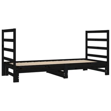 vidaXL Bett Tagesbett Ausziehbar Schwarz 2x(90x190) cm Massivholz Kiefer