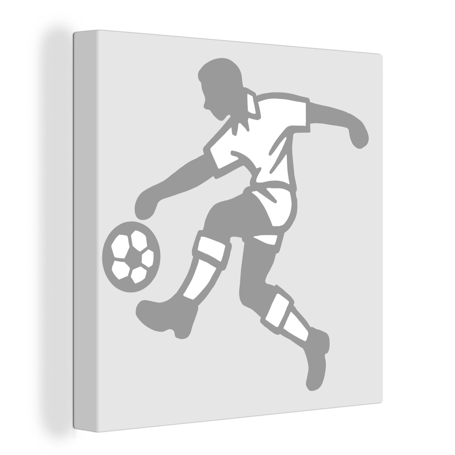 OneMillionCanvasses® Leinwandbild Eine Illustration einer Person, die einen Fußball spielt - Jungen -, (1 St), Leinwand Bilder für Wohnzimmer Schlafzimmer bunt