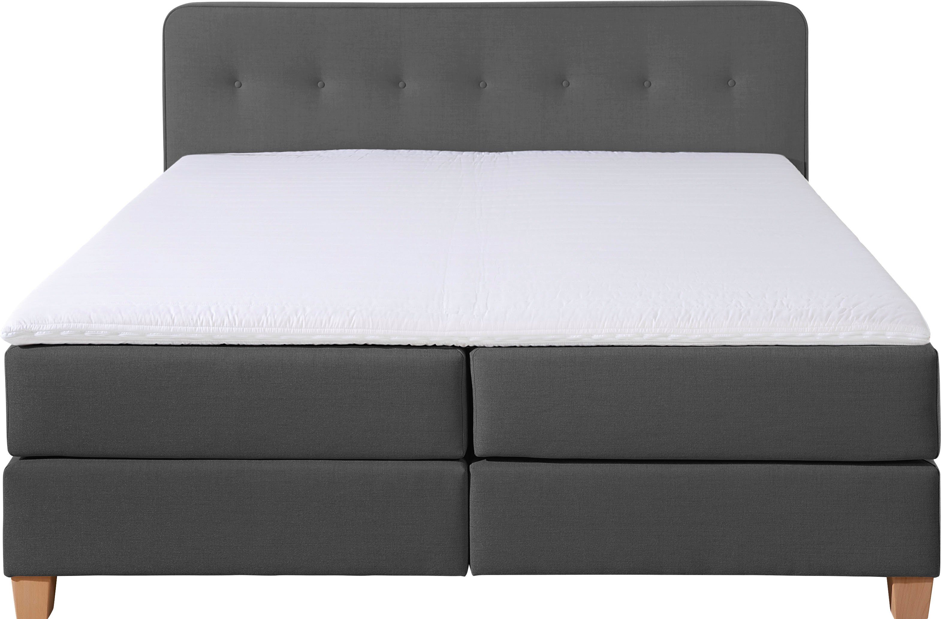 Home affaire Boxspringbett Fargo, in Überlänge 220 cm, mit Topper, 3 Ausführungen, 4, Breiten