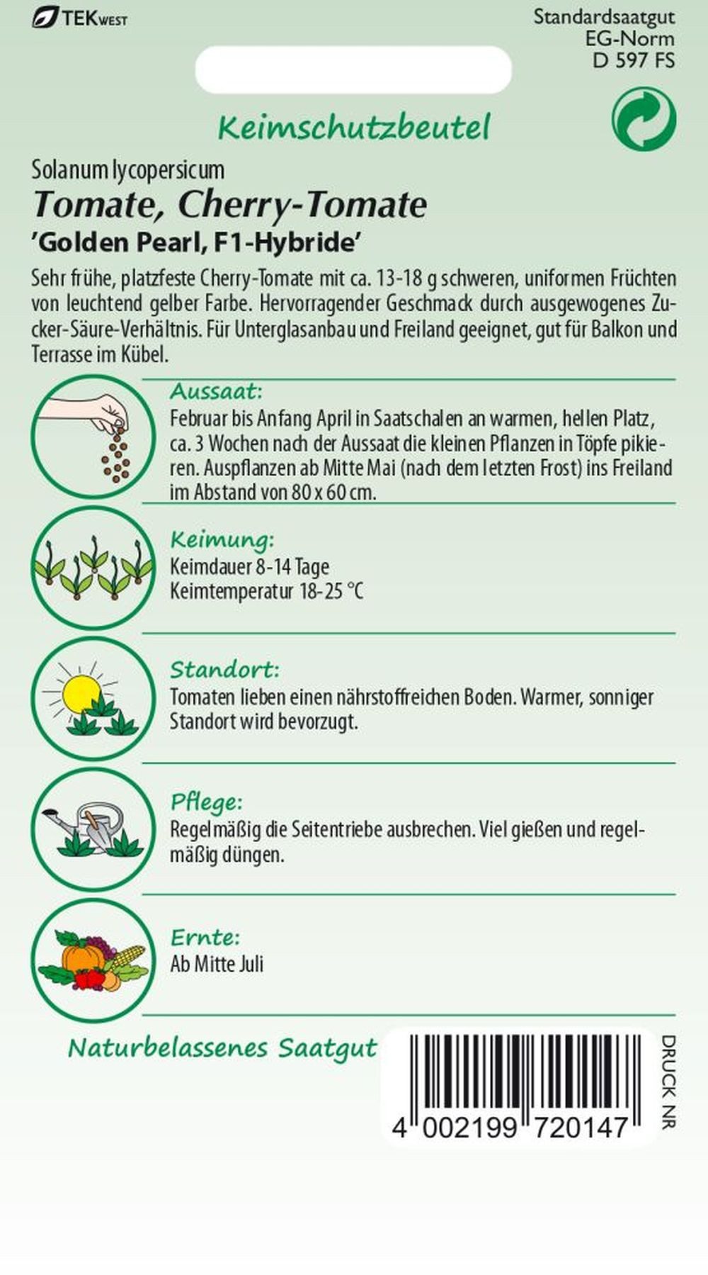 SAMEN PFANN Gemüsesamen Cherry-Tomate, Golden Pearl F1 - Saatgut Tomaten Sa günstig online kaufen