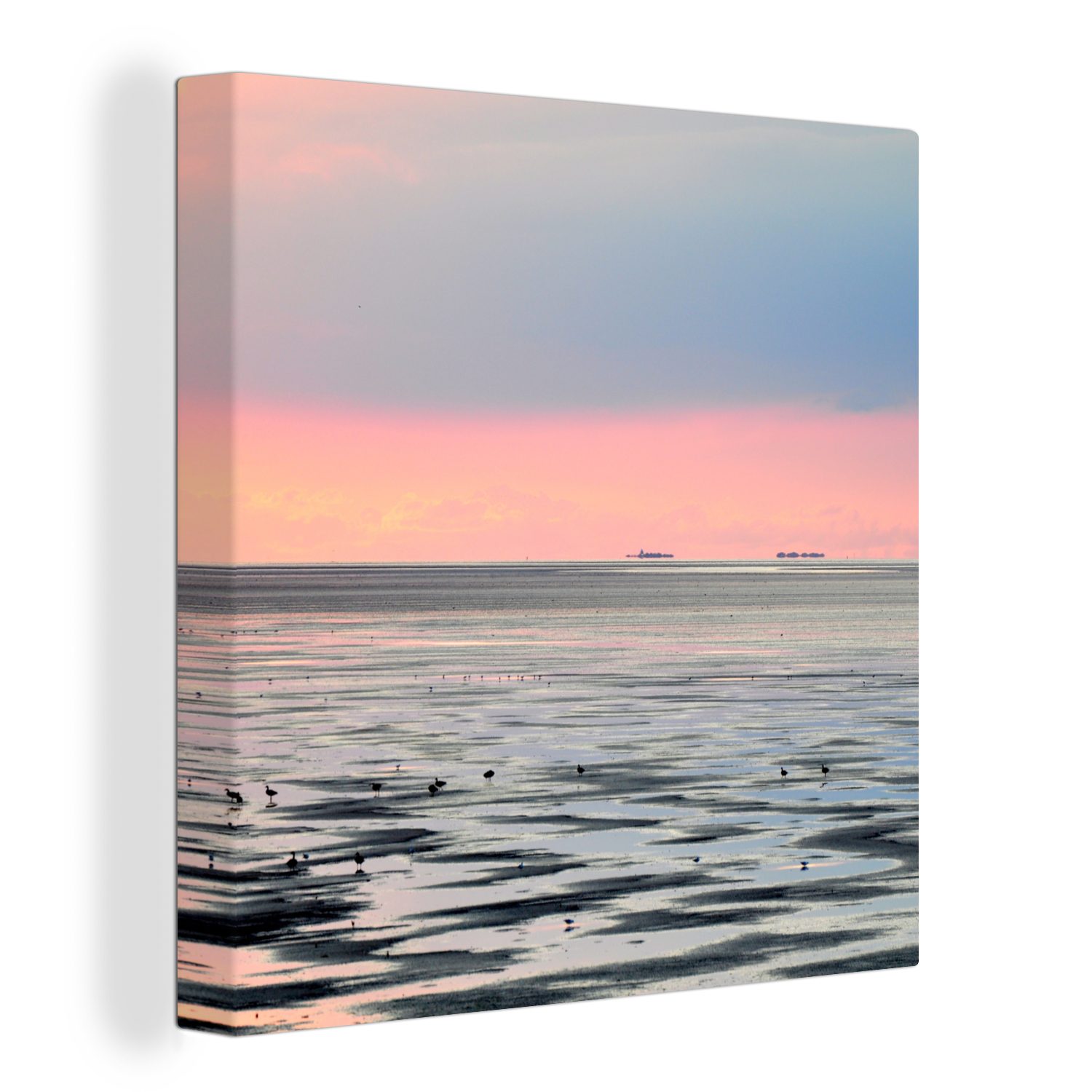 OneMillionCanvasses® Leinwandbild Meer - Vogel - Sonne, (1 St), Leinwand Bilder für Wohnzimmer Schlafzimmer