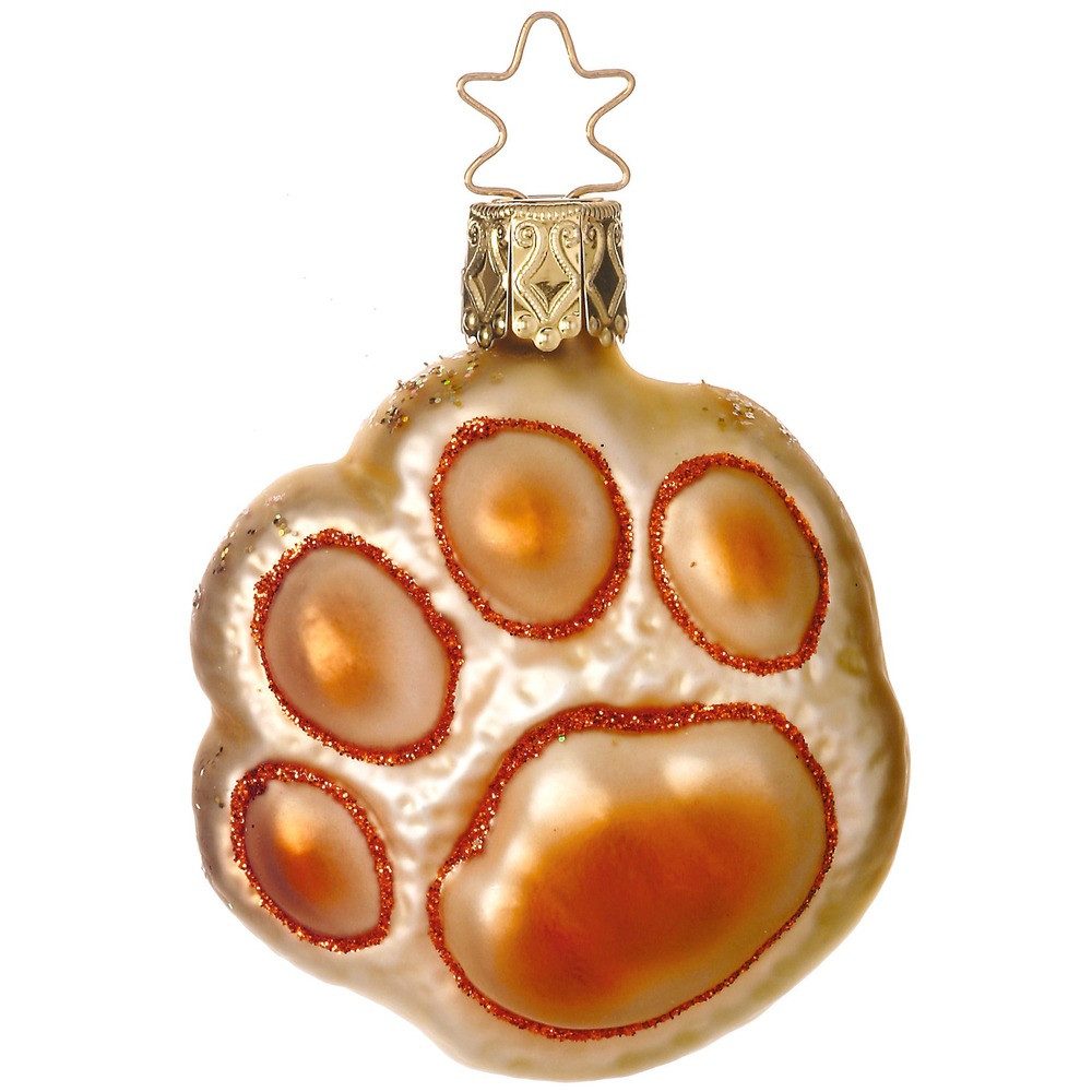 INGE-GLAS® Christbaumschmuck, Christbaumschmuck Tierpfote 6,5cm Glas Figur Braun