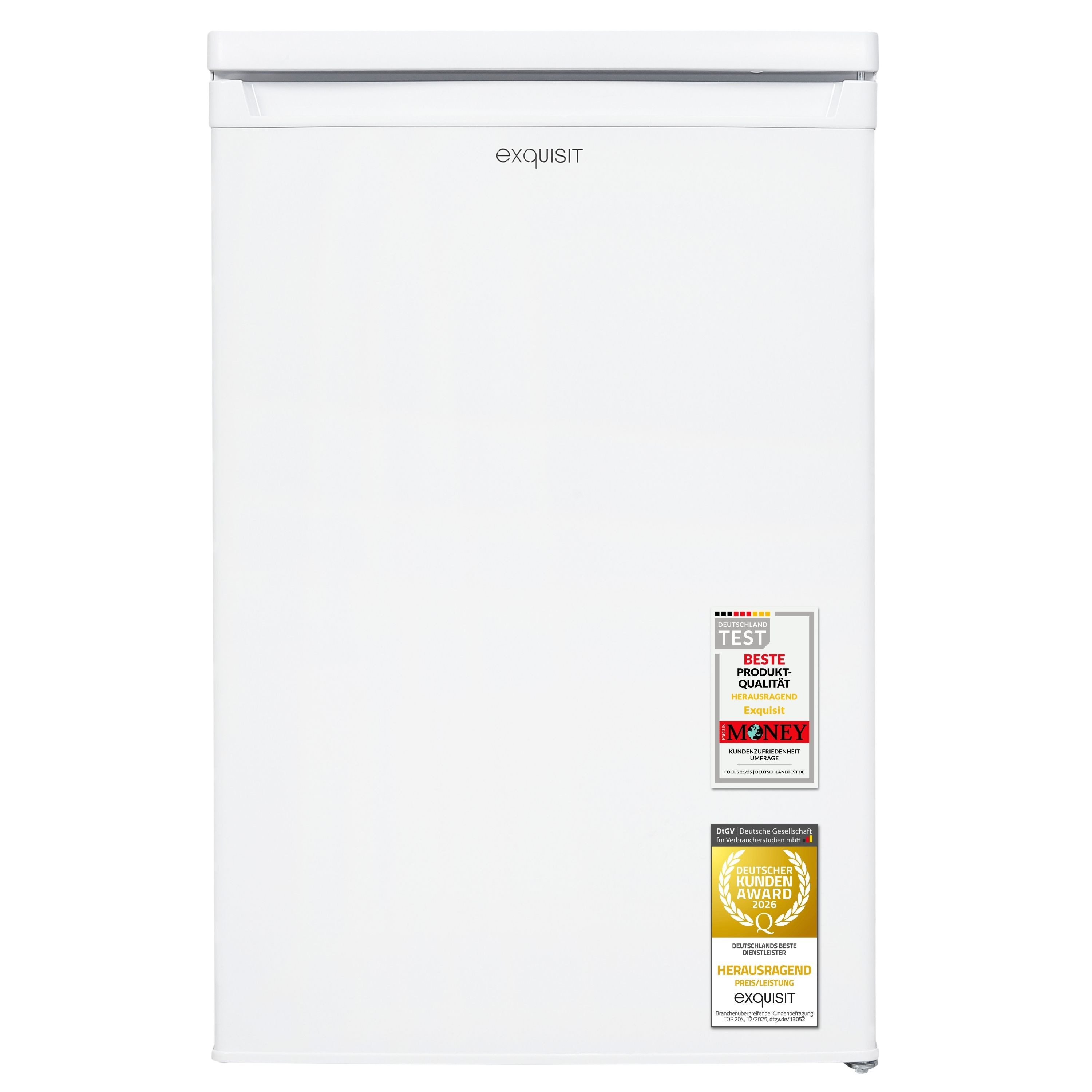 exquisit Kühlschrank KS516-4-E-040E, 85 cm hoch, 56 cm breit, 109 l Nutzinhalt, LED Beleuchtung, 40 dB Geräusch, Geräuschklasse C