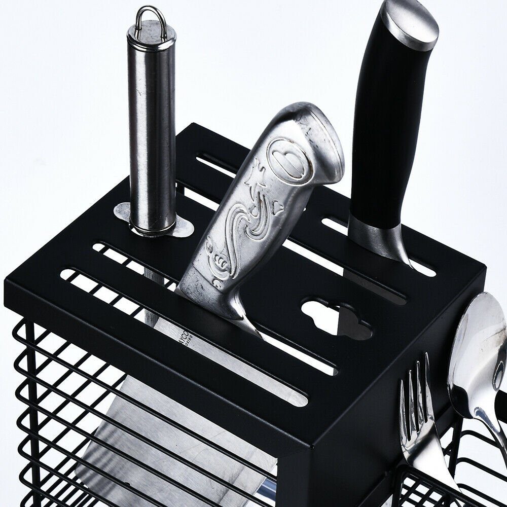 Küche schwarz Spüle Messerhalter U.Uberlux Abtropfgestell Geschirrständer Besteckhalter