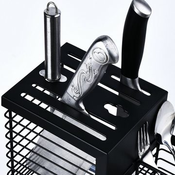 U.Uberlux Geschirrständer Abtropfgestell schwarz Messerhalter Spüle Küche Besteckhalter