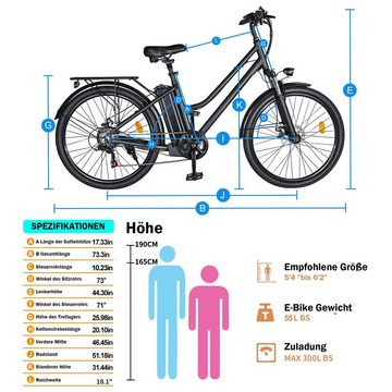 HITWAY E-Bike, 26"Elektrofahrrad 7Gang Shimano 11.2Ah36V 250W