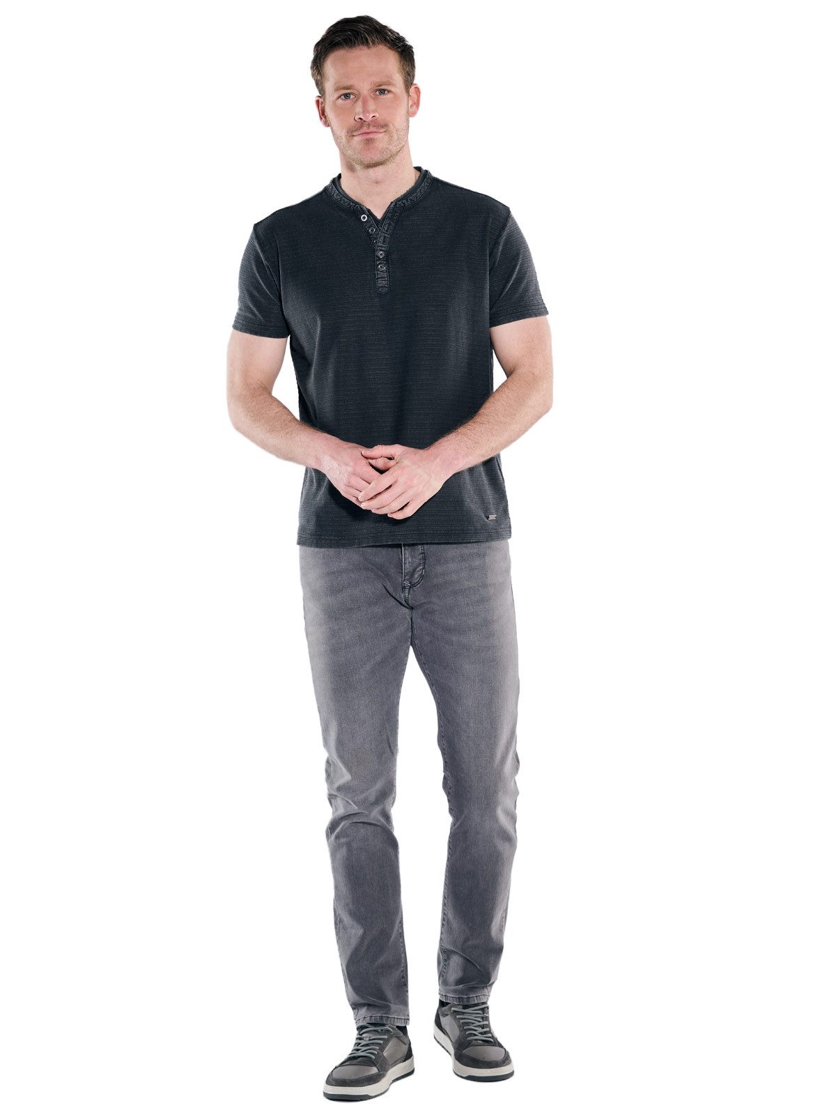 Engbers T-Shirt Herren Henley T-Shirt, Schwarz
