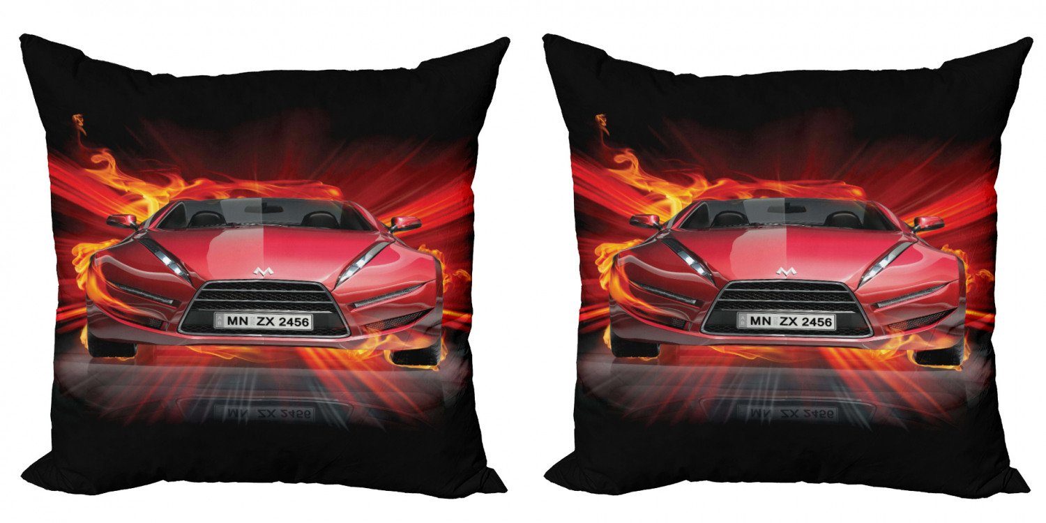 Kissenbezüge Modern Accent Doppelseitiger Digitaldruck, Abakuhaus (2 Stück), Autos Flammt Feuer Auto Speeding