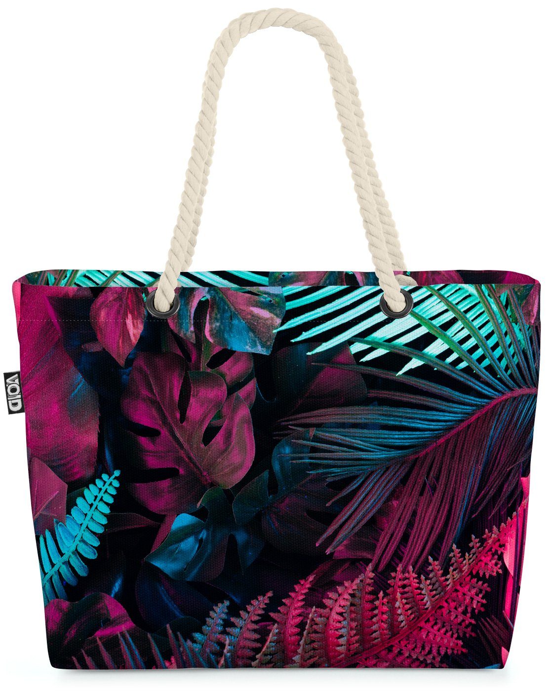 VOID Strandtasche (1-tlg), Pink Türkis Palmen Beach Bag Palmen Blätter Tropen tropisch Hawaii Urlaub reise