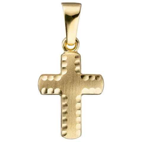 JOBO Kreuzanhänger Anhänger Kreuz, 585 Gold diamantiert