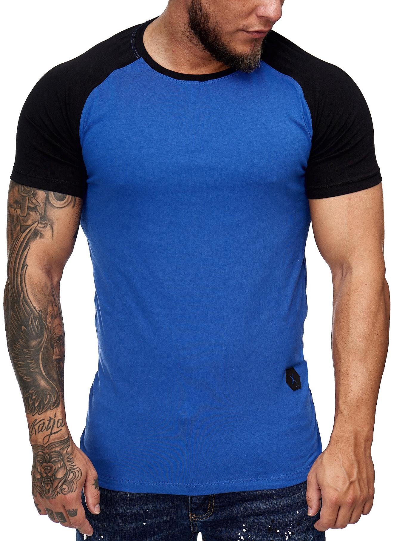 OneRedox T-Shirt 2031ST (Shirt Polo Kurzarmshirt Tee, 1-tlg) Fitness Freizeit Casual Schwarz Blau