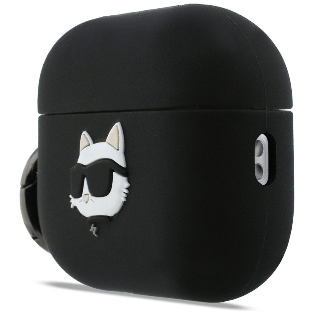 KARL LAGERFELD Kopfhörer-Schutzhülle Case AirPods Pro 3 Silikon schwarz Logo Katze 3D, Kantenschutz – Bild 2 von 4