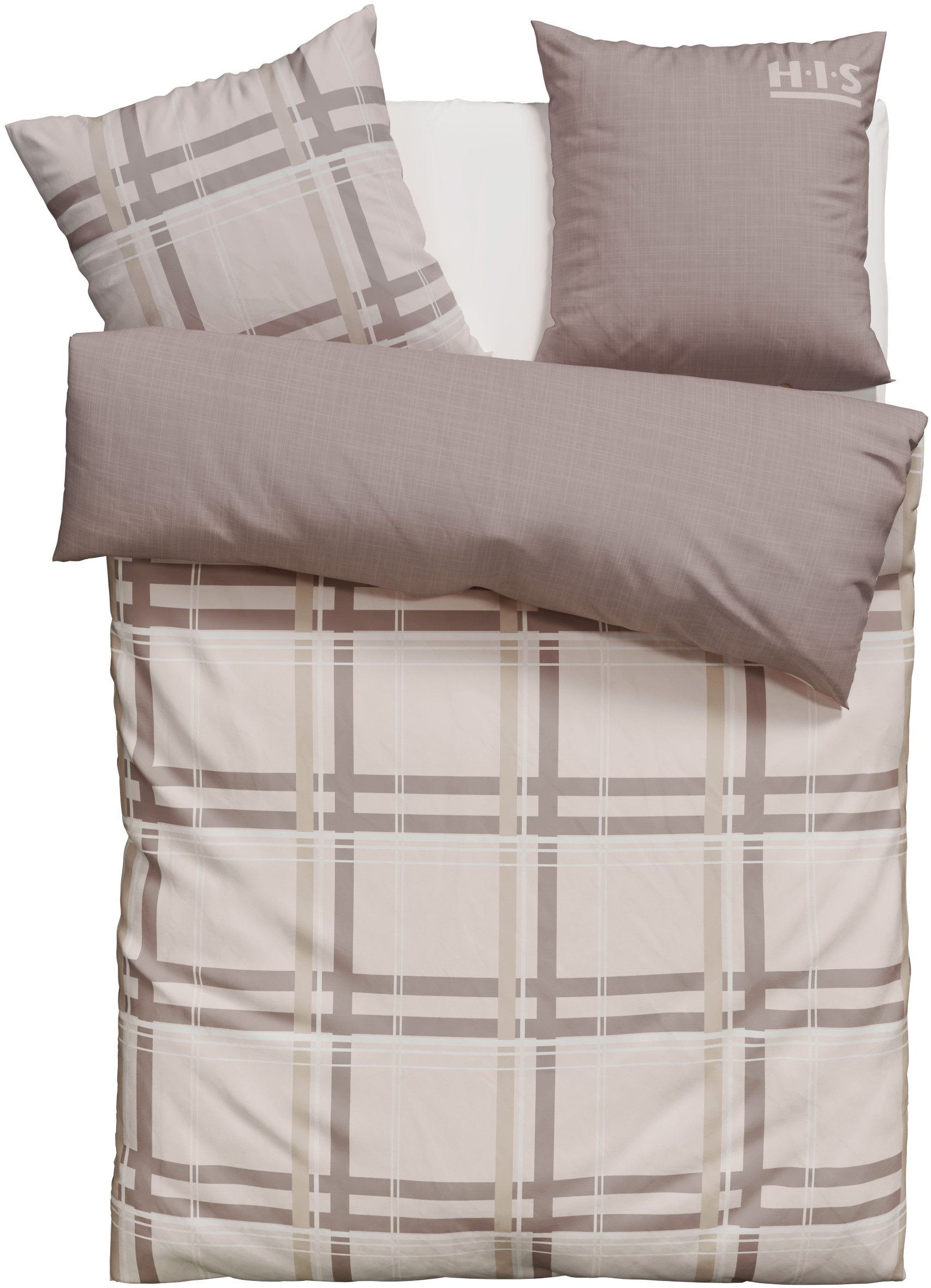 OTTO home Wendebettwäsche Talin, Linon, 2 teilig, ab Gr. 135x200, 100% Baumwolle, Karo-Design, Marke H.I.S. by OTTO home