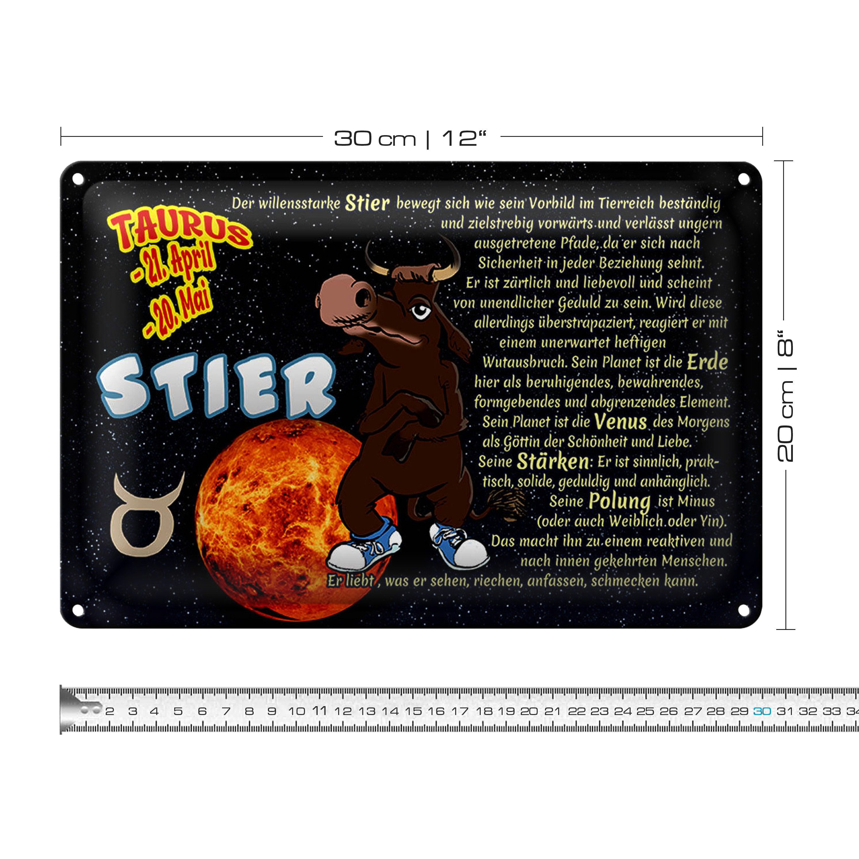 Roomando Metallschild Blechschild Sternzeichen 30x20cm Stier Planet Venus