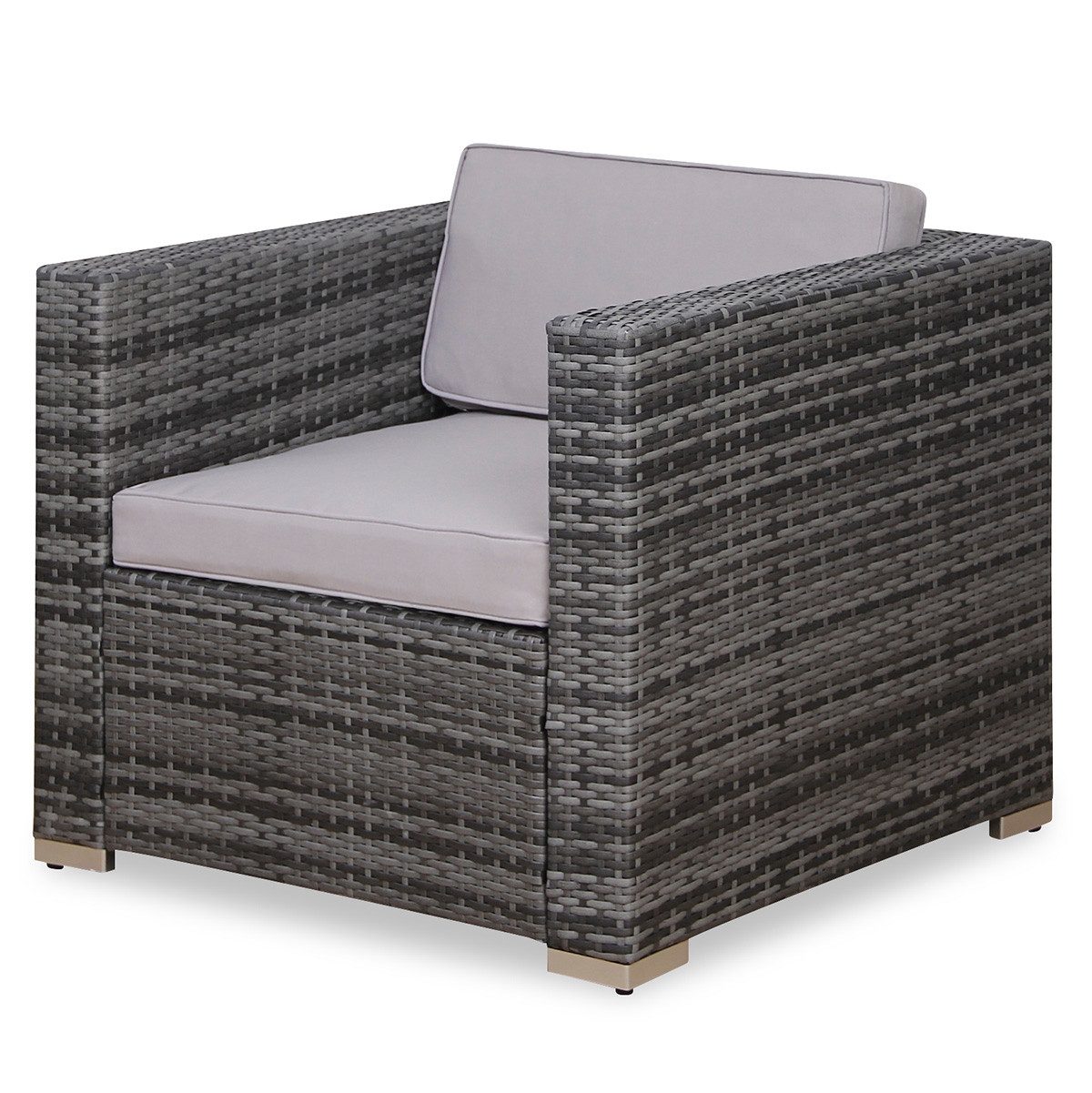 SVITA Gartensessel LUGANO / CALIFORNIA, Lounge, mit Kissen, Outdoor, Polyrattan, Grau