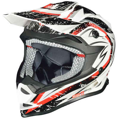 rueger-helmets Motorradhelm Crosshelme Endurohelm Kinderhelme Quad Trial Kinder Helm ruegerRK-652 Whi/Sto XXS