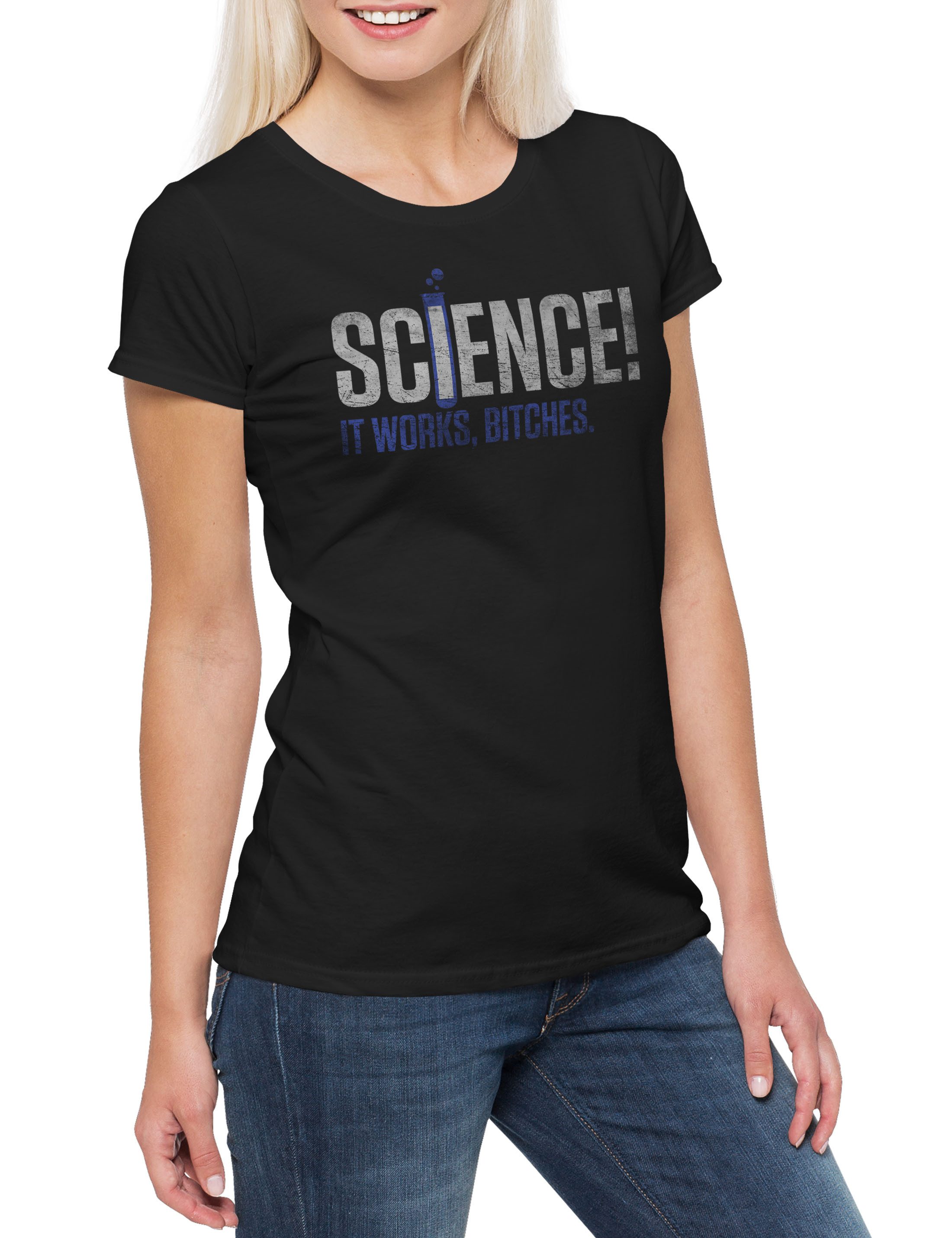 Print-Shirt Science It Works... Damen T-Shirt Lehrer Fun Teacher Professor Nerd