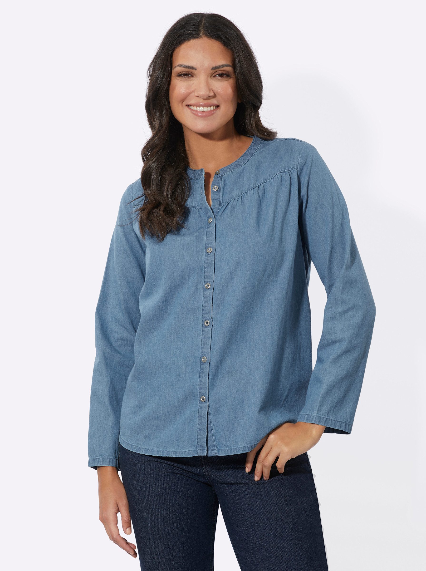Sieh an! Klassische Bluse Jeansbluse . günstig online kaufen