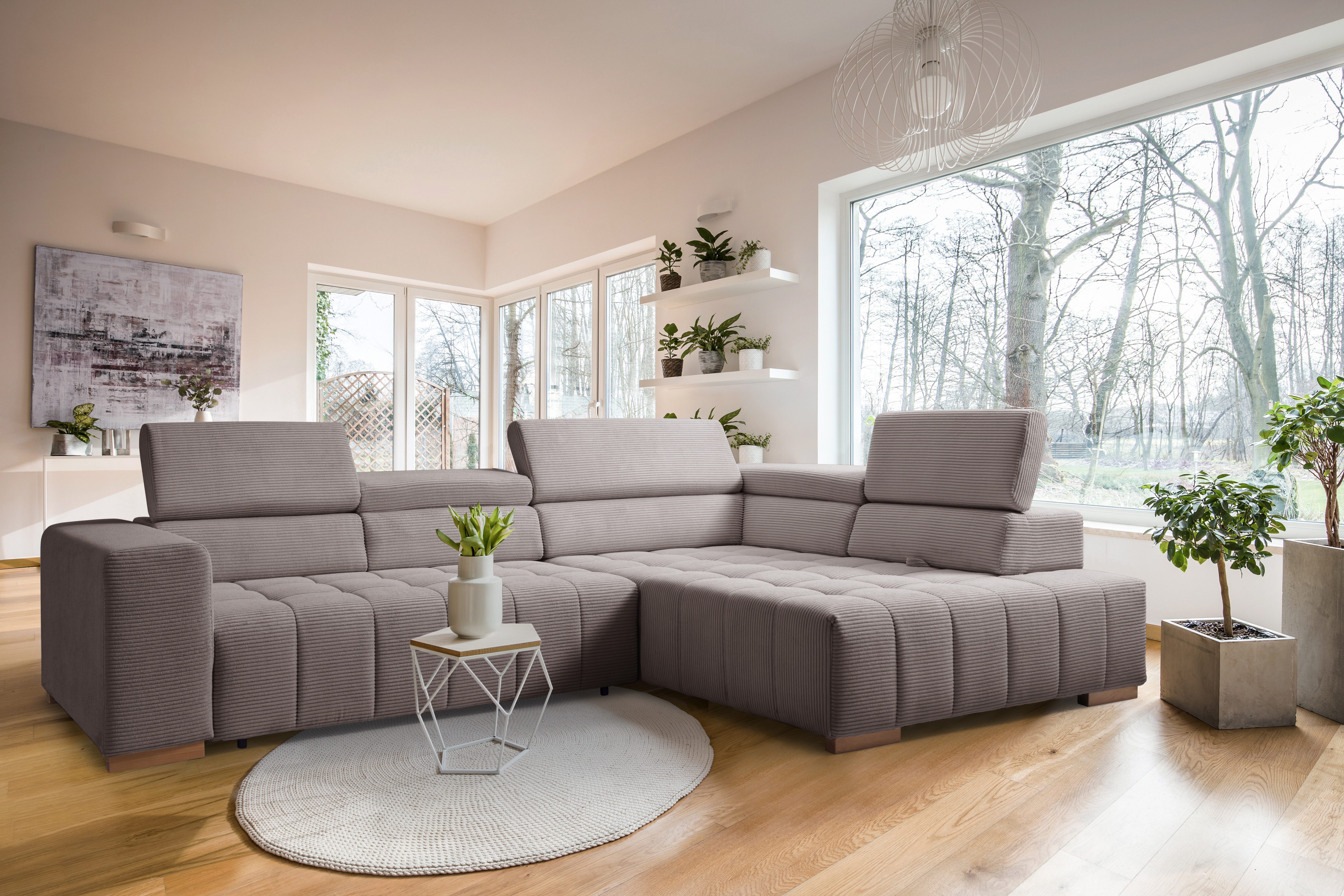 exxpo - sofa fashion Ecksofa Elianos, hoher Sitzkomfort, aufwendige Kreuzst günstig online kaufen