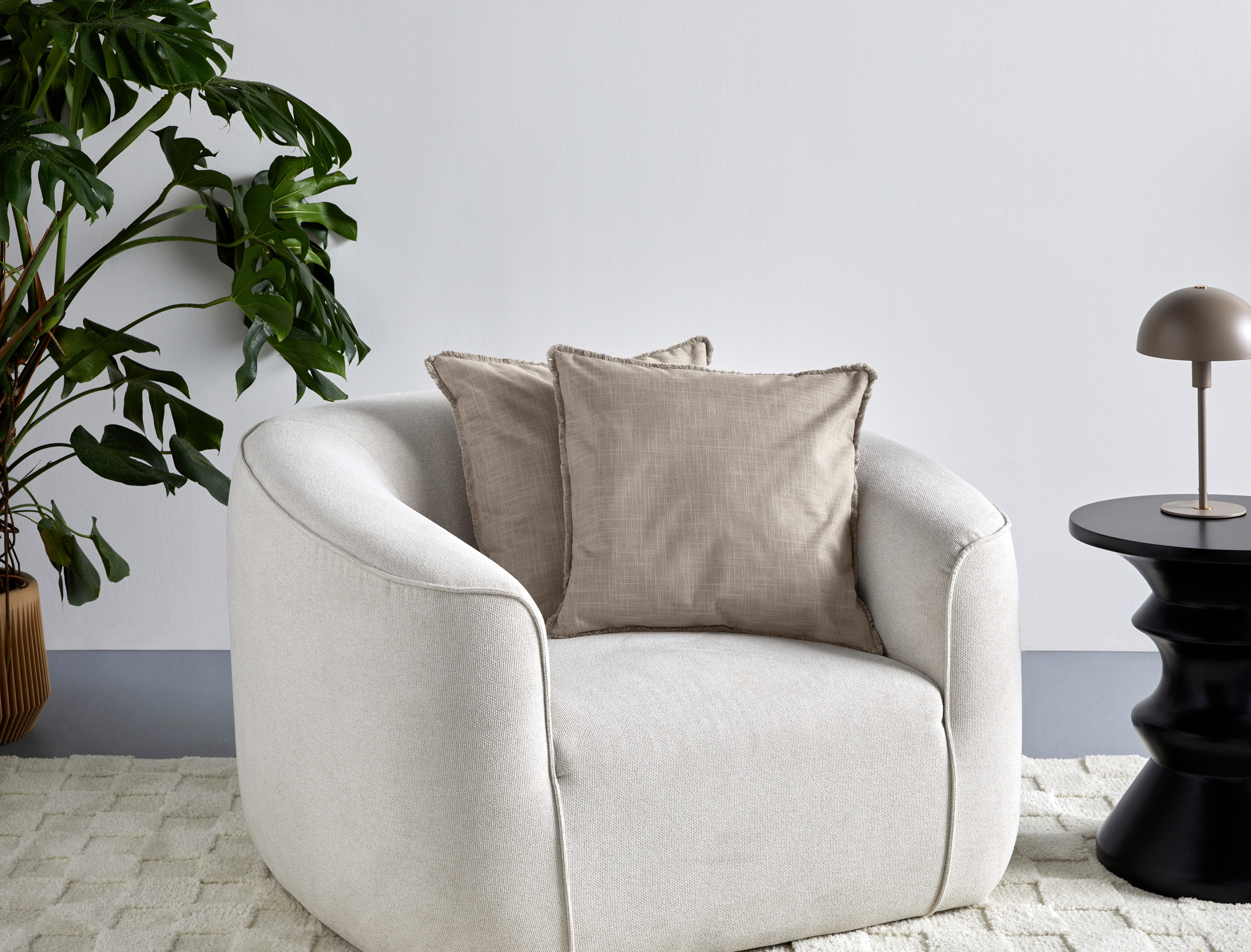 LeGer Home by Lena Gercke Dekokissen Marusha, Leinenoptik, 50x50 Dekokissen, Fransen, modern, ohne Füllung, 1 Stück