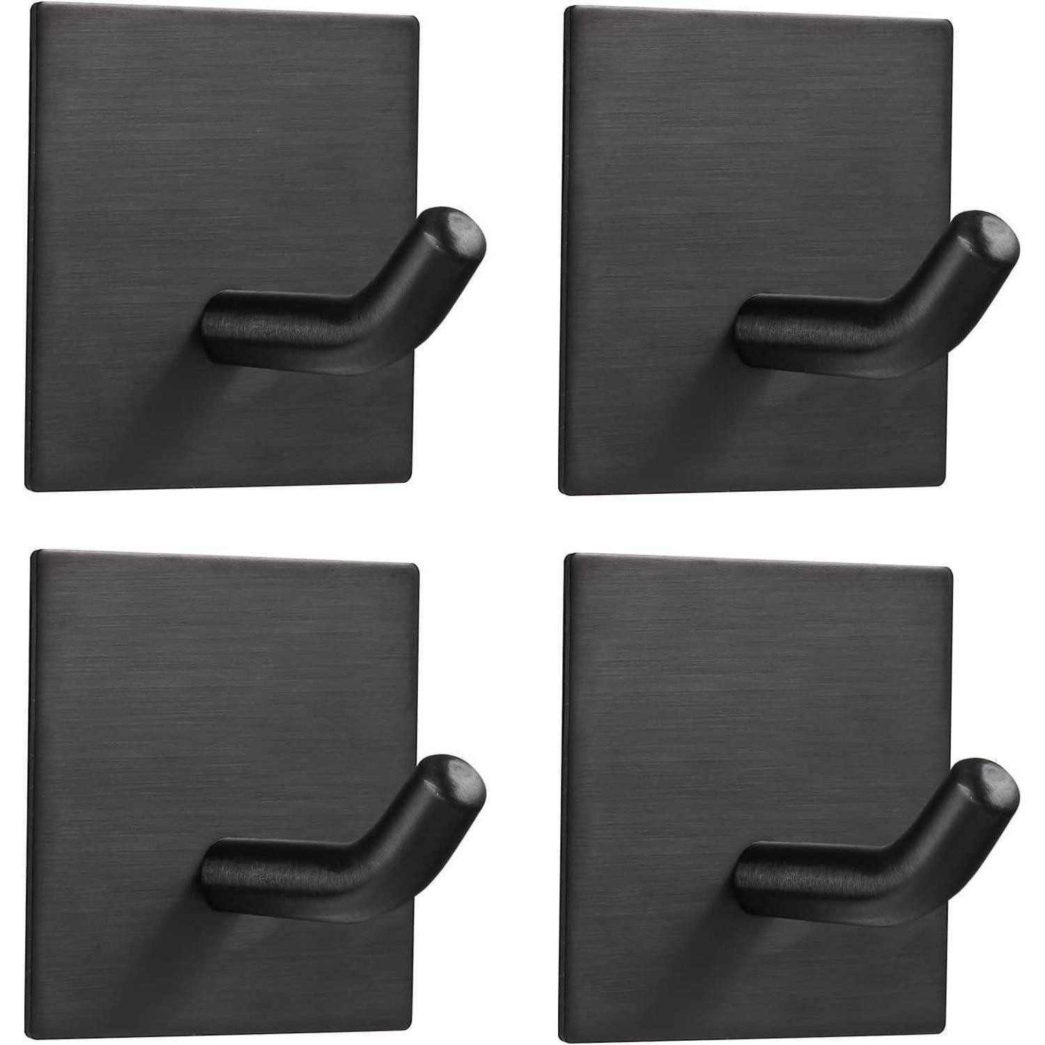 Klebehaken Wandhaken Selbstklebend Ohne Bohren Edelstahl Schwarz 4 Packungen