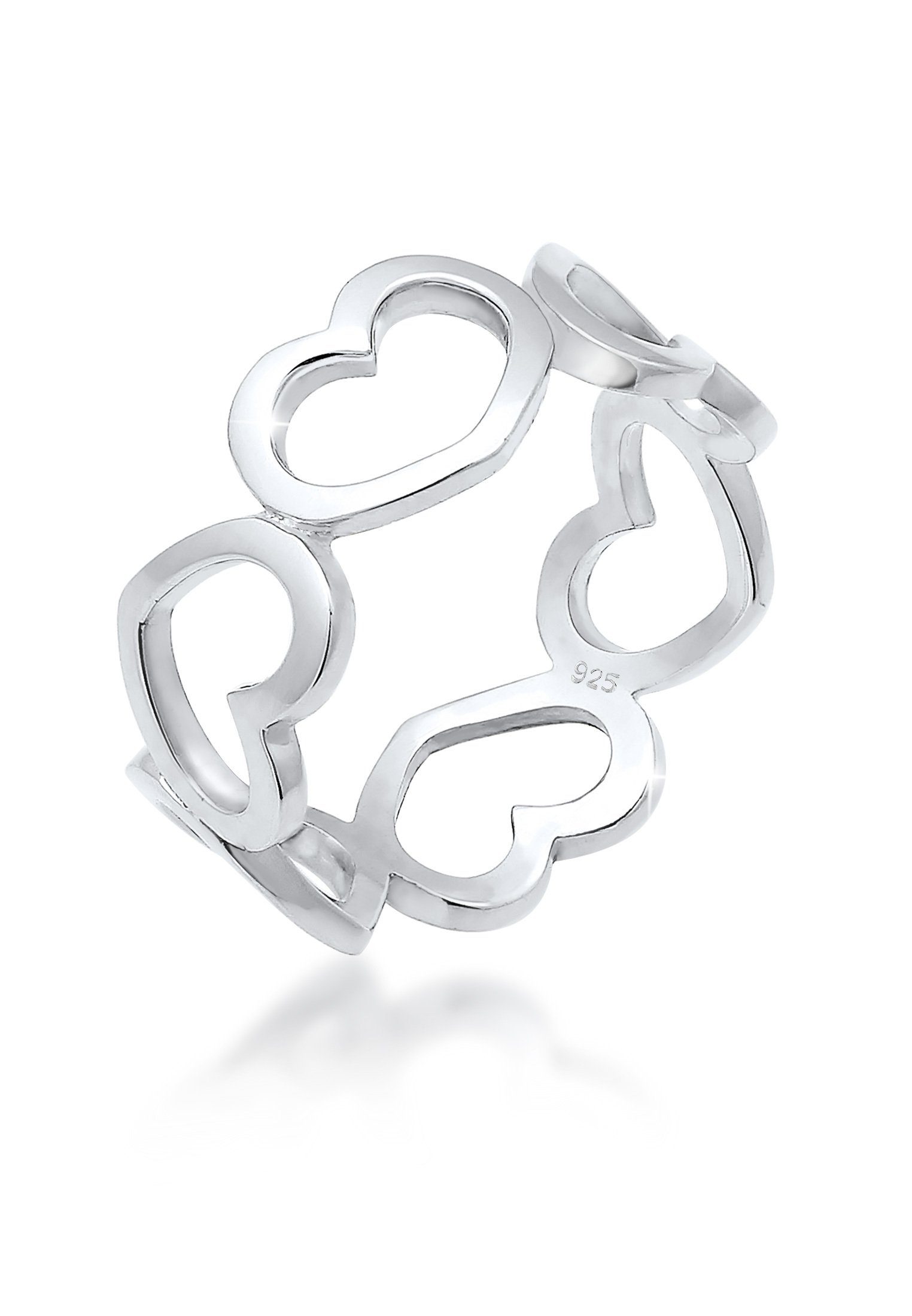 Fingerring Bandring Herzen Symbol Cut-Out Trend 925er Silber