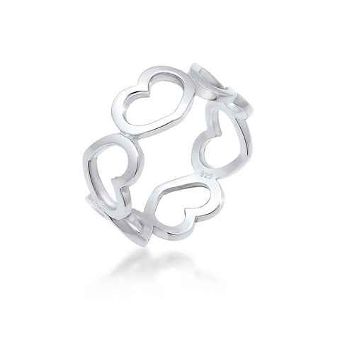 Elli Fingerring Bandring Herzen Symbol Cut-Out Trend 925er Silber