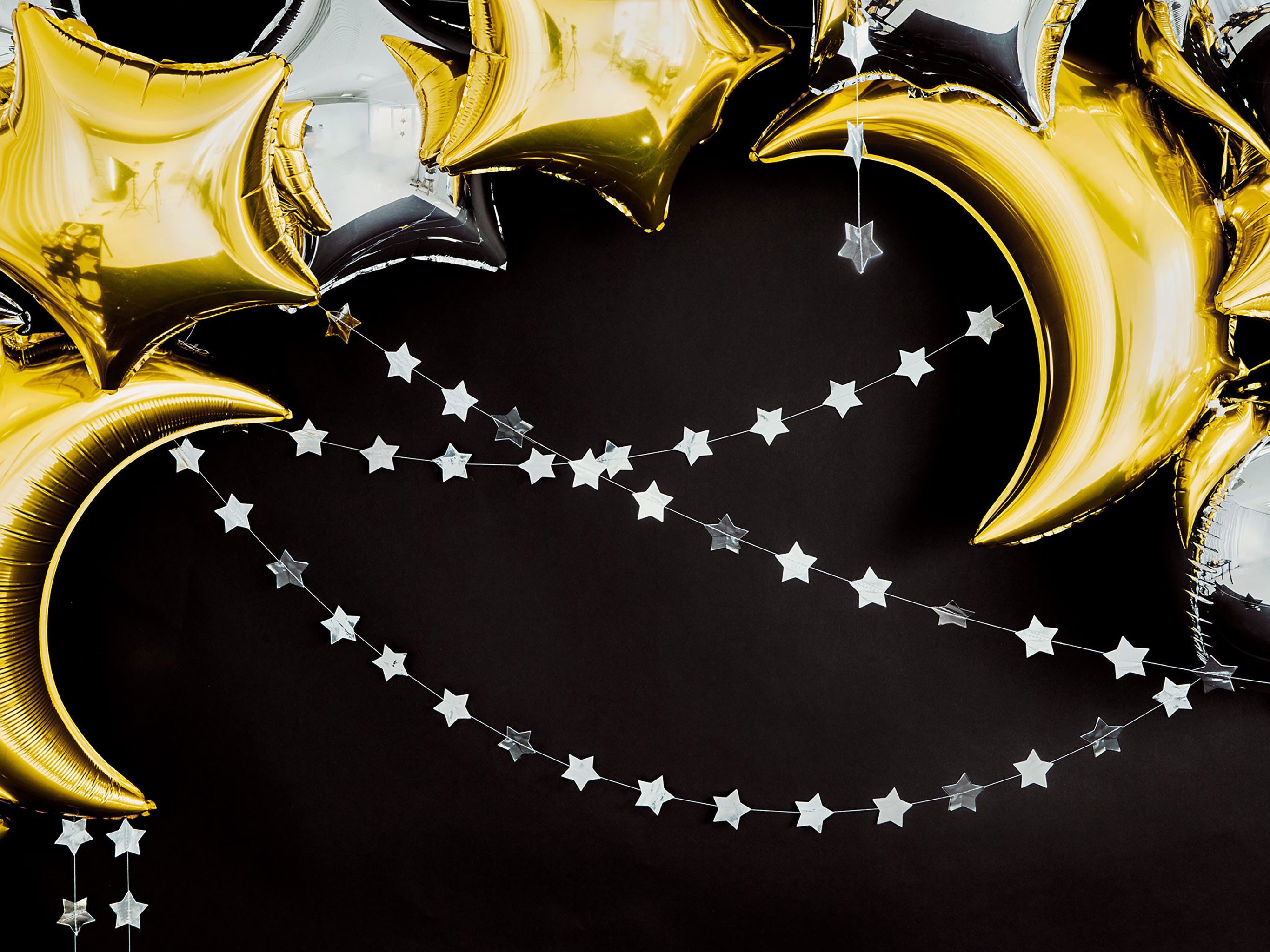 partydeco Girlande, Girlande Sterne 3,6m Silber