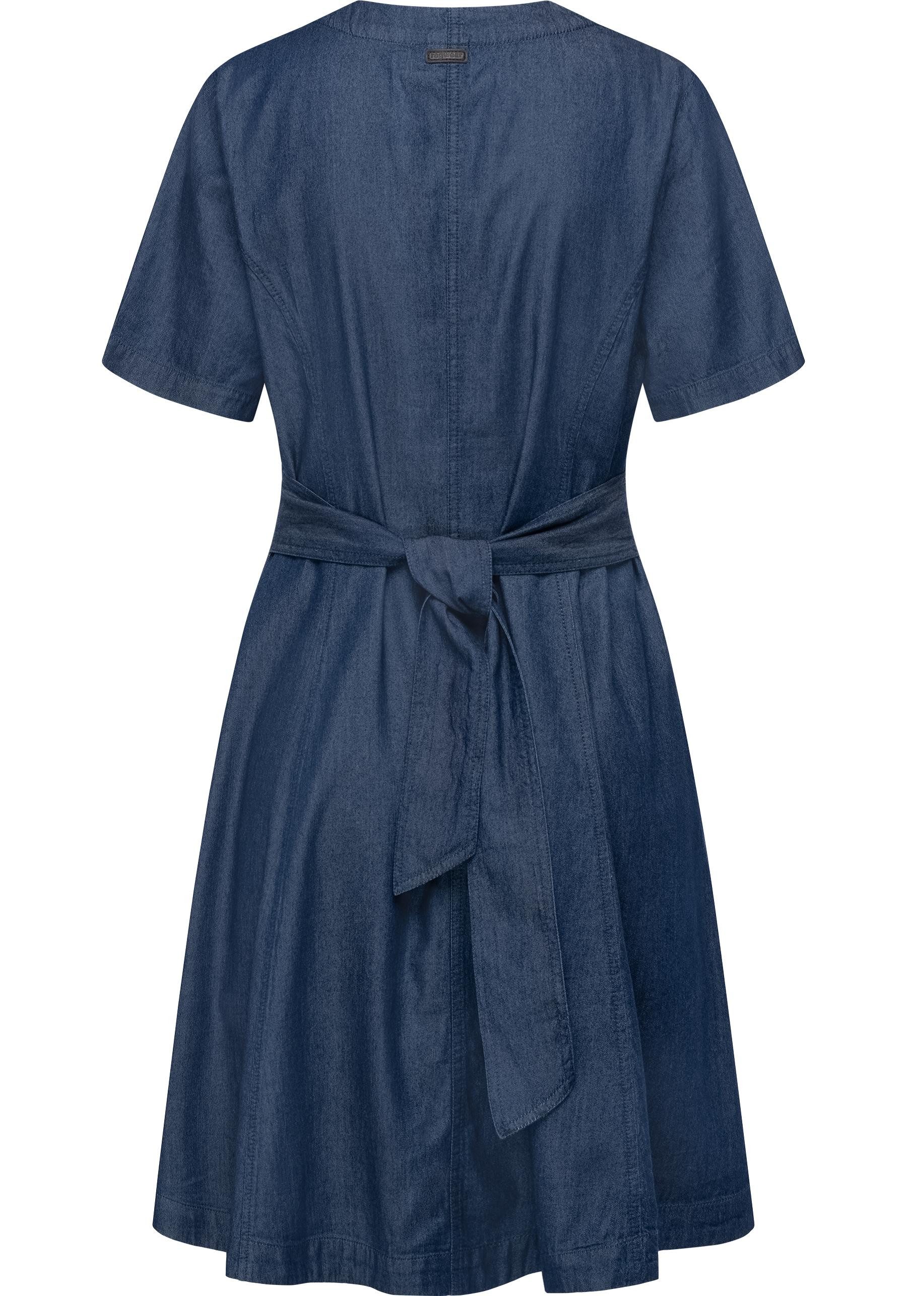 Ragwear Sommerkleid Kveeda Denim Sommerliches Minikleid mit Schleife am Rücken