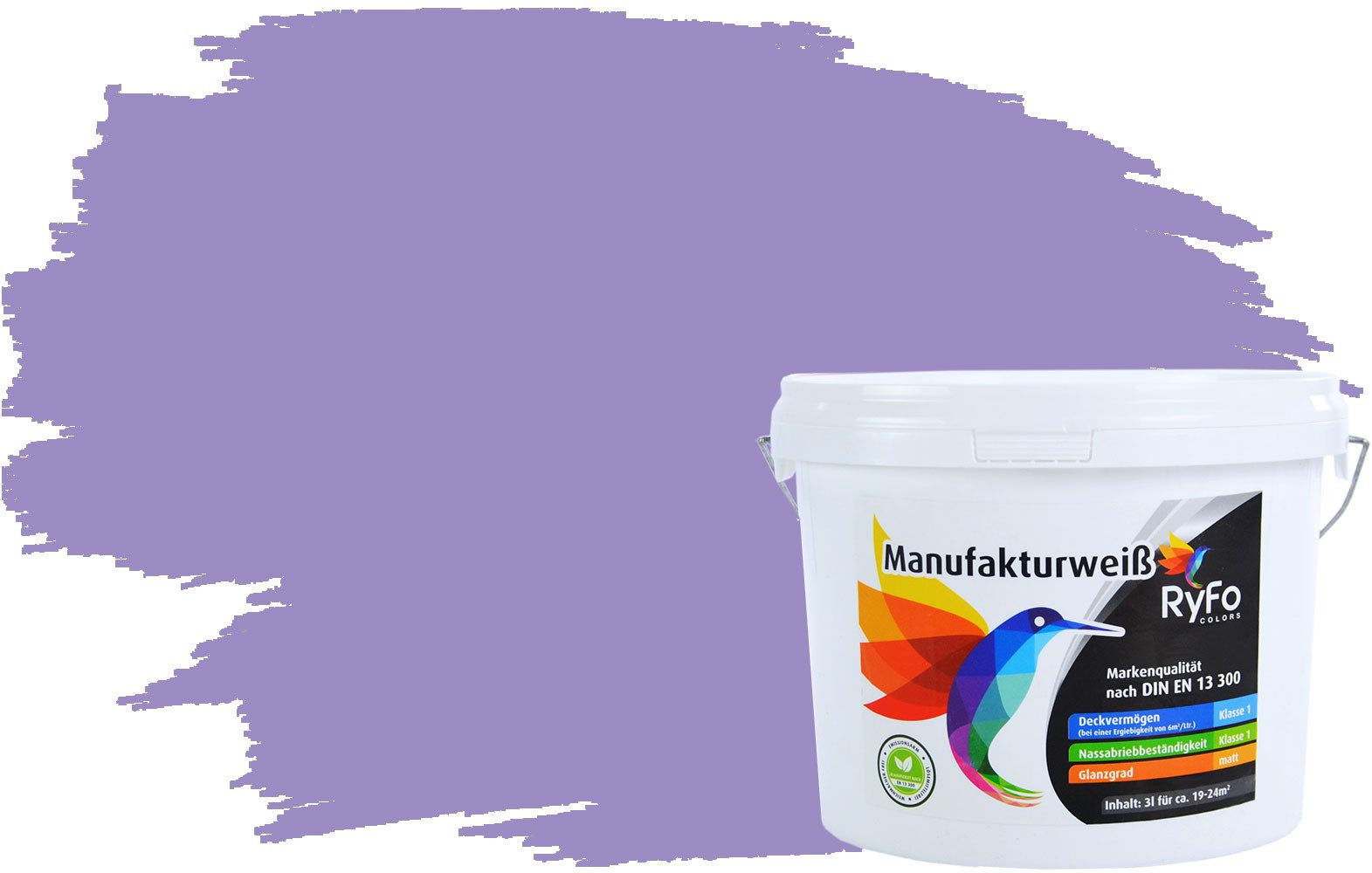 RyFo Colors Wand- und Deckenfarbe Manufakturweiß Violetttöne, 1 L reicht für ca. 8 m², Deckkraft-/Nassabriebklasse 1, matt, atmungsaktiv, für Innenräume