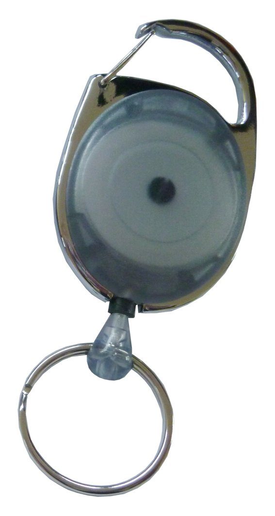 Kranholdt Schlüsselanhänger Jojo / Ausweishalter Rauch ovale / Form Ausweisclip (10-tlg), Transparent Metallumrandung, Schlüsselring