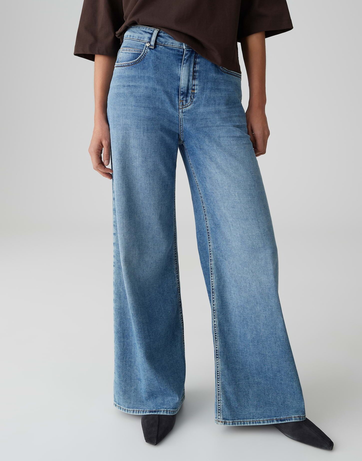 OPUS PANTS Palazzohose MARI WILLOW Palazzo mit Powerstretch Mid Rise günstig online kaufen