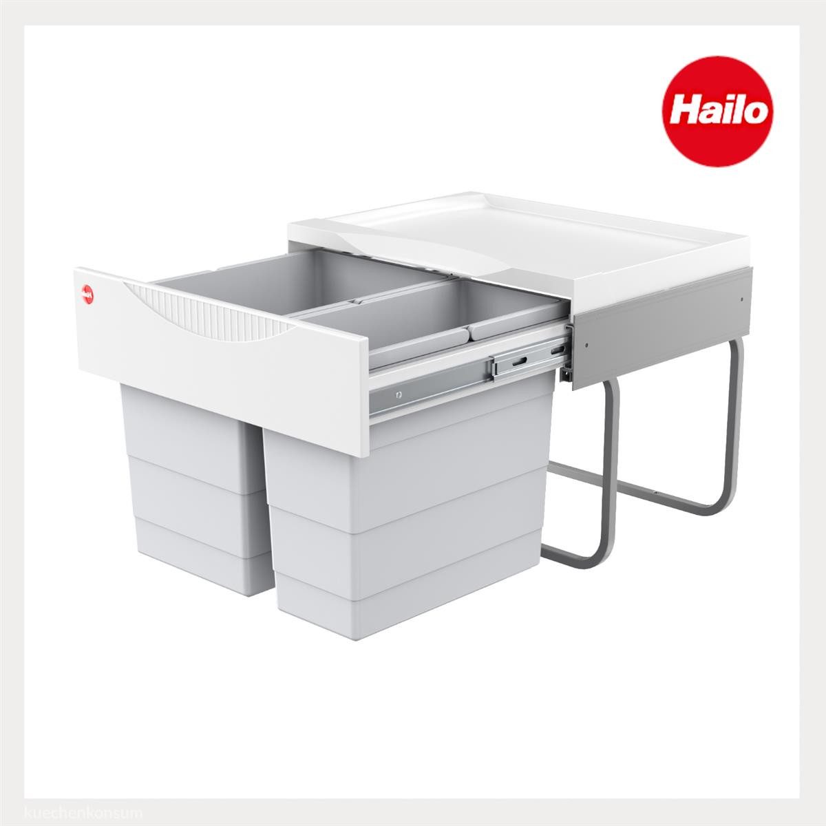 Hailo Einbaumülleimer Hailo Abfallsammler 3644701 TR Swing Raumspar-Tandem-S 18 + 12 Liter, 3644701 2fach für Schrankbreite ab 500 mm mit Drehtür