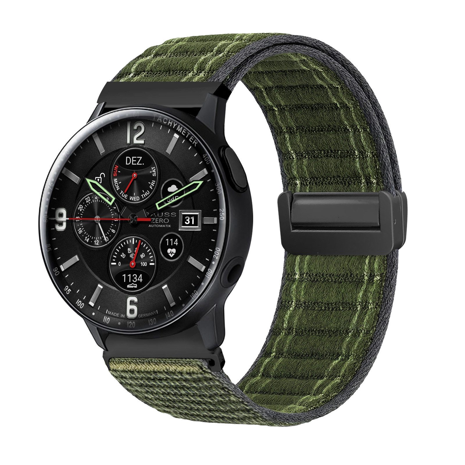 Tec-Expert Smartwatch-Armband für Samsung Galaxy Watch Active2 40 mm Armband Ersatz Wechsel Band, Nylon Textil mit Magnetverschluss, stufenlos Verstellbar atmungsaktiv