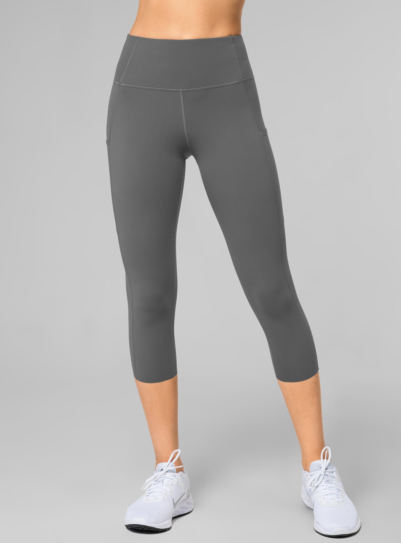 Yvette Caprileggings Damen 3/4 leggings Sport Grau Tasche, waist, E110419A06 mit high