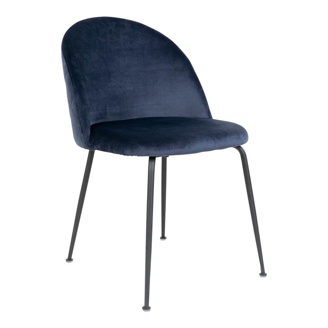 House Nordic Esszimmerstuhl Geneve Dining Chair – Esszimmerstuhl aus Samt, blau mit schwarzen B...