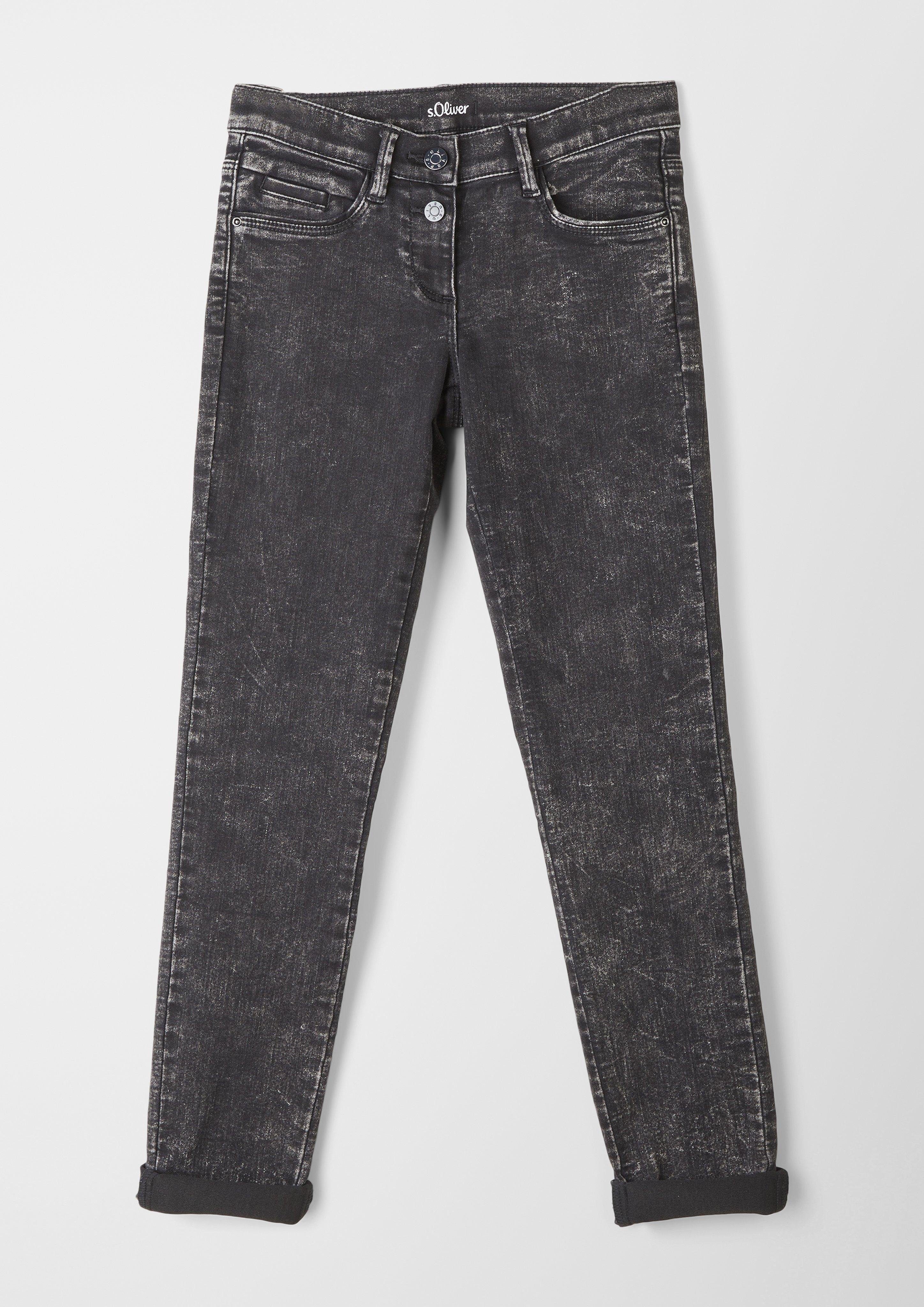 Mid / Leg Waschung, Jeans Slim s.Oliver Fit Rise Suri / Zierknopf / Slim Stoffhose