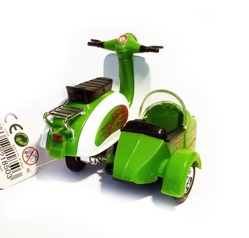 Toi-Toys Modellmotorrad VESPA mit Beiwagen Motorroller mit Rückzugmotor Scooter Motorrad Rückzugmotor Spielzeug Modell Geschenk 03 (Grün)